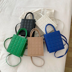 Plaid Pattern Crossbody Bag Women Tote Clutch PU Leather Handbag