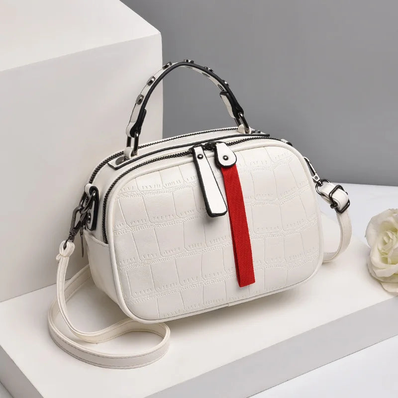 Crocodile Texture Leather Crossbody Bag for Women