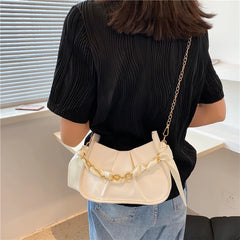 Women's Silk Scarf Chain Cloud Bag Crossbody Messenger Purse