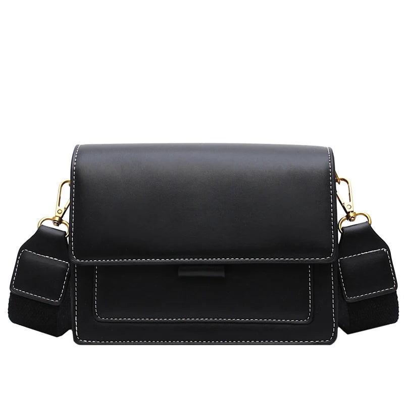 Crossbody Bag Double Shoulder Strap PU Leather Messenger Handbag for Women