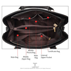Women's Multifunction Leather Shoulder Bag Crossbody Tote Handbag