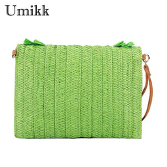 Vintage Woven Clutch Bag Crossbody Soft Solid for Weekend Vacation