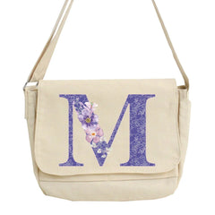 Purple Flower Name Pattern Crossbody Bag Large Capacity