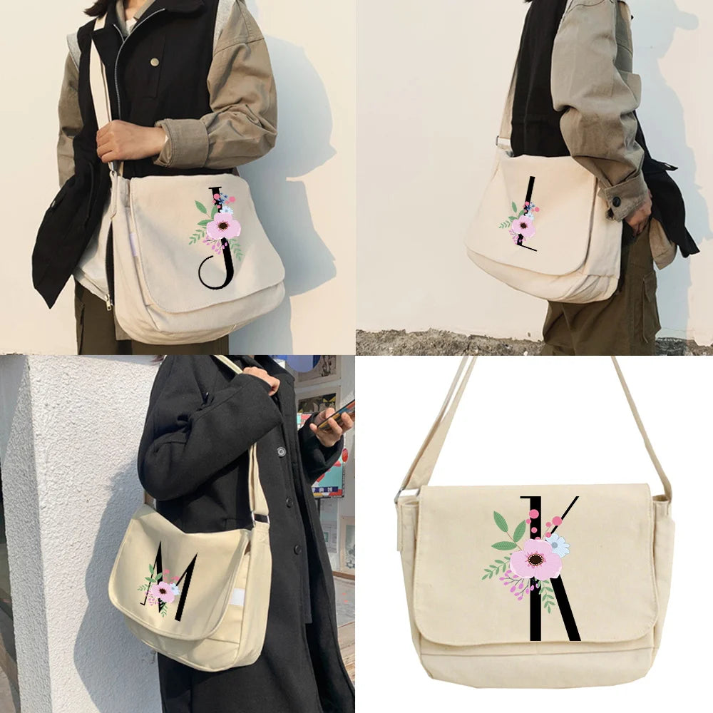 Flower Pattern Crossbody Bag Large Capacity Shoulder Handbag