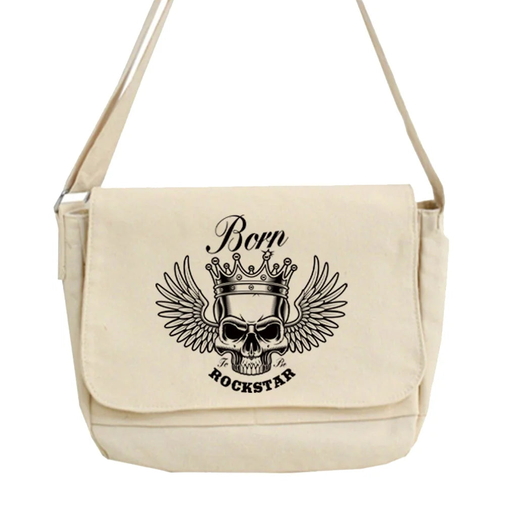 Skull Pattern Crossbody Bag Large Capacity Messenger Purse Handbag