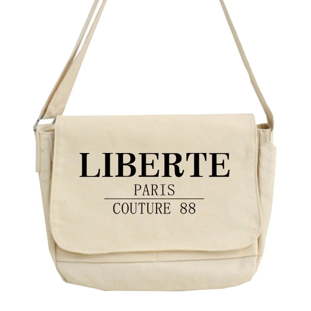 Large Capacity Crossbody Bag for Women Text Pattern Shopper Purse
