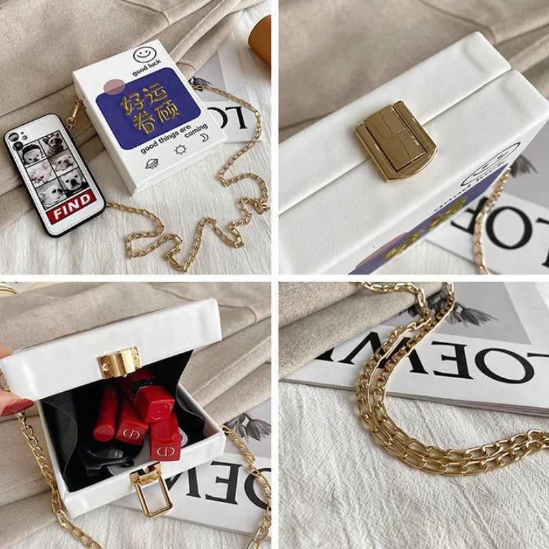 Crossbody Bags Women Letter Printed Casual Chain Mini Shoulder Bags