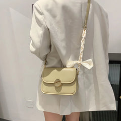Crossbody Bag Women Solid Ribbons Sweet OL Small Tote Casual Travel Shoulder