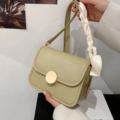 Crossbody Bag Women Solid Ribbons Sweet OL Small Tote Casual Travel Shoulder