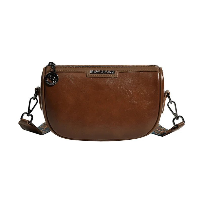 Women's Leather Crossbody Bag with Wide Strap