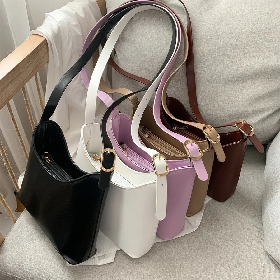 Women's Crossbody Bag Solid PU Leather Shoulder Purse