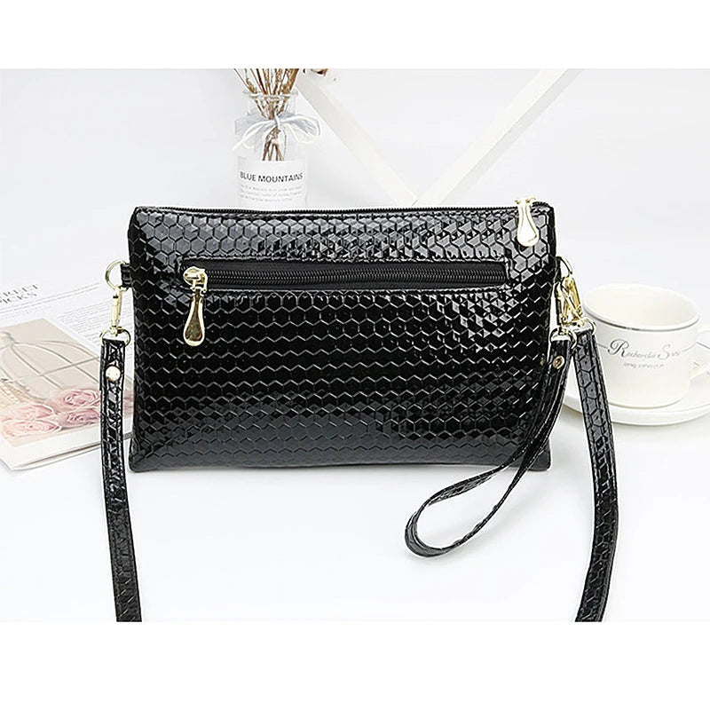 Women's PU Lattice Shoulder Bag with Wrist Strap