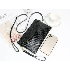 Women's PU Lattice Shoulder Bag with Wrist Strap