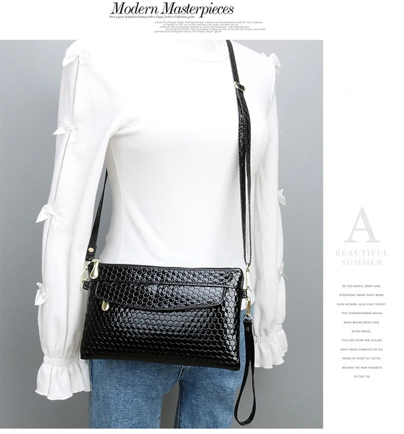 Women's PU Lattice Shoulder Bag with Wrist Strap