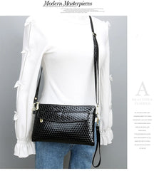 Women's PU Lattice Shoulder Bag with Wrist Strap