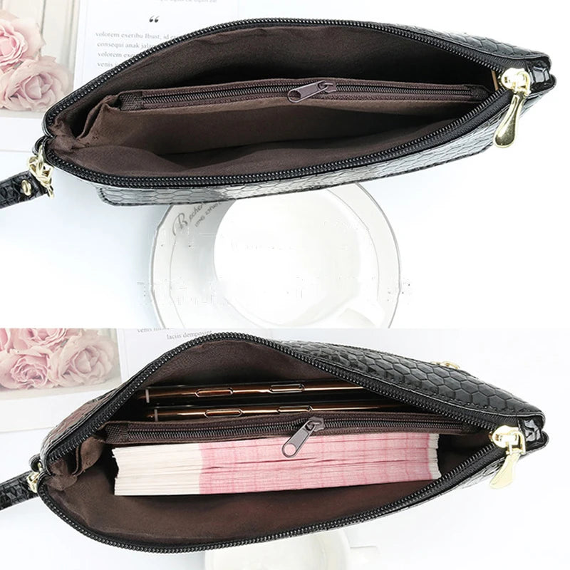 Women's PU Lattice Shoulder Bag with Wrist Strap