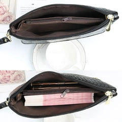 Women's PU Lattice Shoulder Bag with Wrist Strap