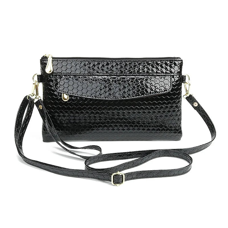 Women's PU Lattice Shoulder Bag with Wrist Strap