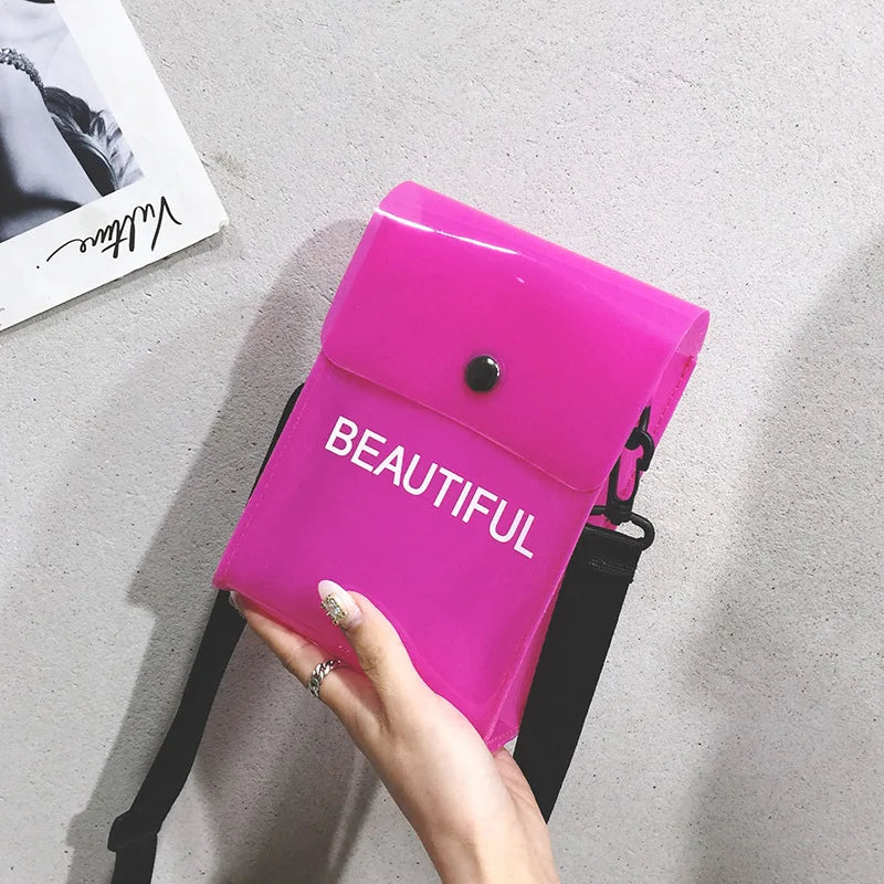 Women's Crossbody Bag Candy Letter Mini Shoulder Messenger PVC Jelly Tote