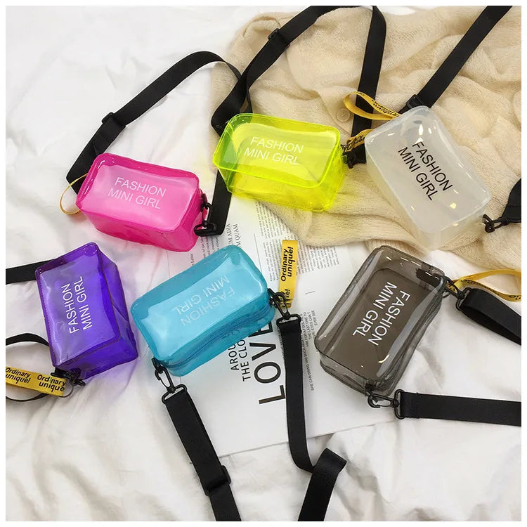 Women's Crossbody Bag Candy Letter Mini Shoulder Messenger PVC Jelly Tote