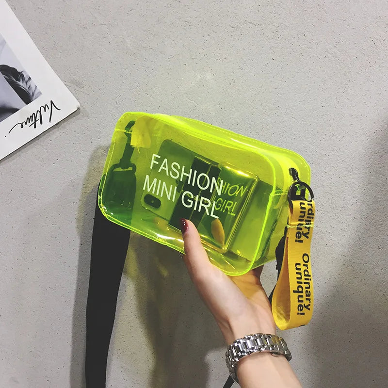 Women's Crossbody Bag Candy Letter Mini Shoulder Messenger PVC Jelly Tote