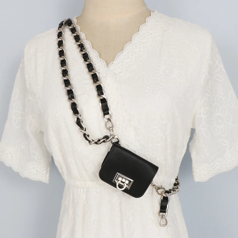 Crossbody Bag for Women Woven & Leather Mini Waist Bag