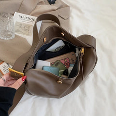 Large Capacity Crossbody Bag Solid Soft Shoulder Handbag