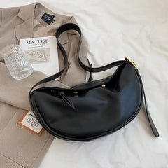 Large Capacity Crossbody Bag Solid Soft Shoulder Handbag