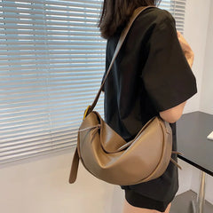 Large Capacity Crossbody Bag Solid Soft Shoulder Handbag