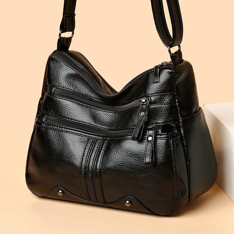 Large Capacity Crossbody Bag Soft Shoulder Travel Handbag Vintage Sac
