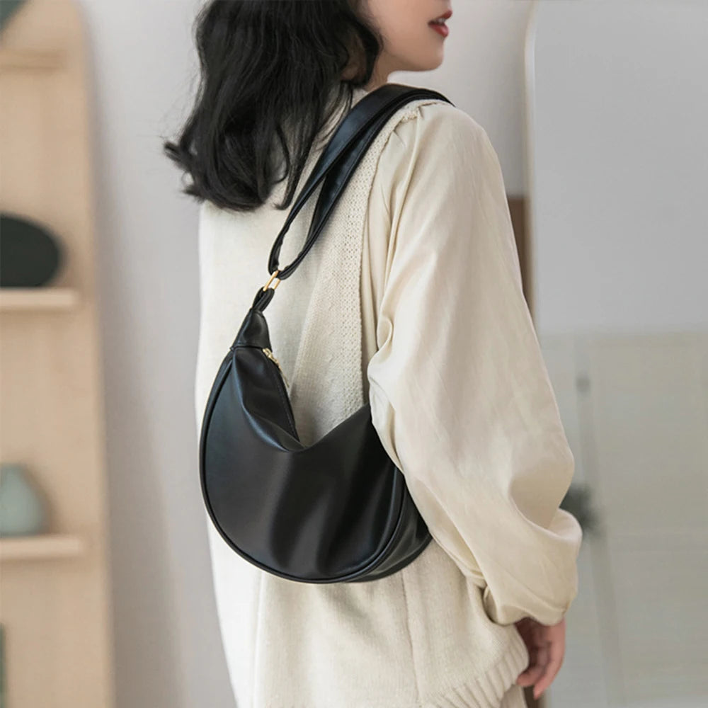 Large Capacity Crossbody Bag for Women Solid Soft Shoulder Hobos Bag
