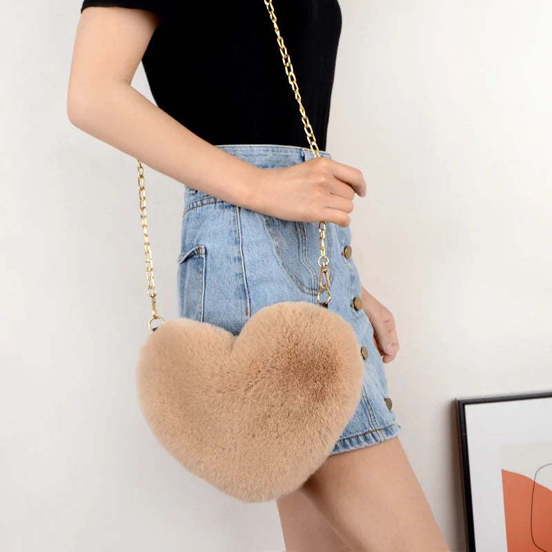 Rex Rabbit Fur Love Bag Chain Bag Shoulder Cross-chain Female Bag