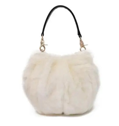 Plush Crossbody Bucket Bag Retro fur Shoulder Bag