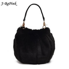 Plush Crossbody Bucket Bag Retro fur Shoulder Bag