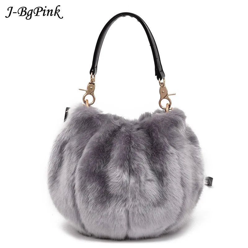 Plush Crossbody Bucket Bag Retro fur Shoulder Bag