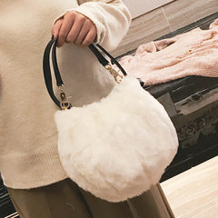 Plush Crossbody Bucket Bag Retro fur Shoulder Bag