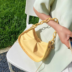 Women Crossbody Bag Pleated Square Handbag Soft PU Leather Shoulder Bag