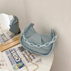 Women Crossbody Bag Pleated Square Handbag Soft PU Leather Shoulder Bag