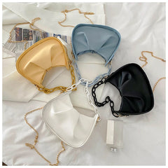 Women Crossbody Bag Pleated Square Handbag Soft PU Leather Shoulder Bag
