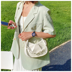 Women Crossbody Bag Pleated Square Handbag Soft PU Leather Shoulder Bag