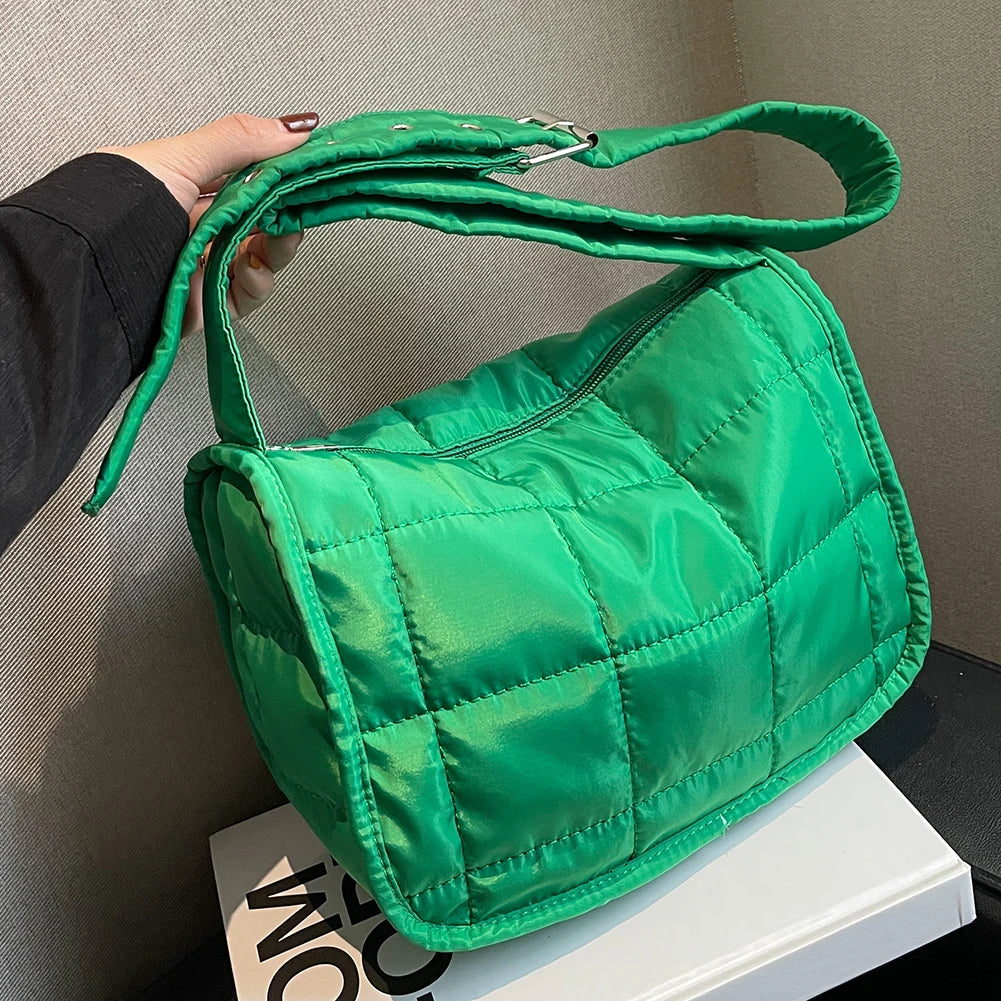 Quilted Crossbody Handbag Shoulder Bag Women Purse Cotton Rhombus Pattern