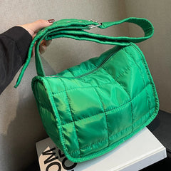 Quilted Crossbody Handbag Shoulder Bag Women Purse Cotton Rhombus Pattern