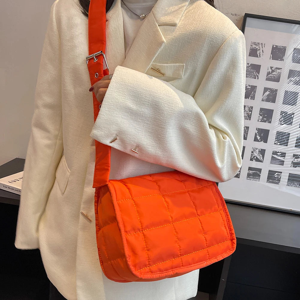 Quilted Crossbody Handbag Shoulder Bag Women Purse Cotton Rhombus Pattern