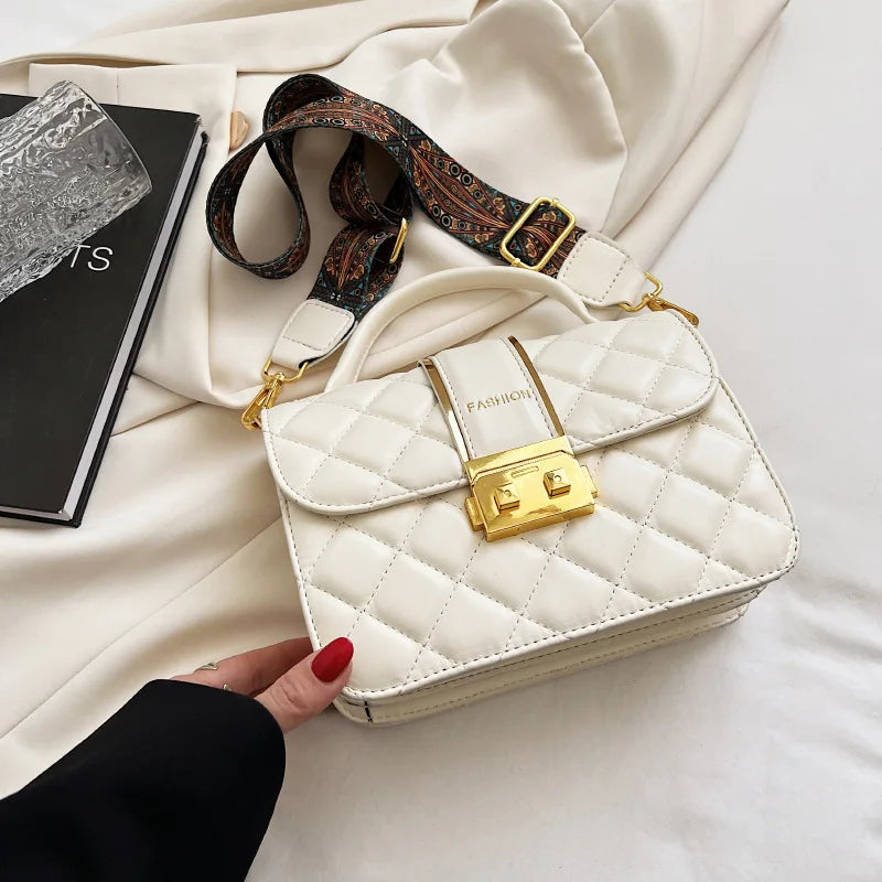 Vintage Diamond Lattice Crossbody Bag for Women