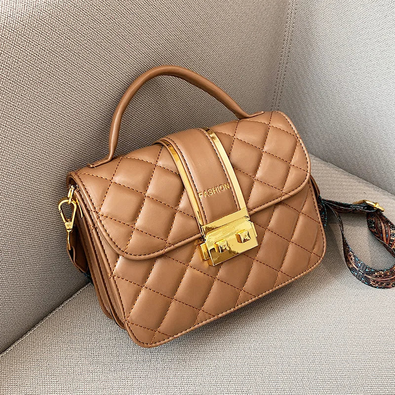 Vintage Diamond Lattice Crossbody Bag for Women
