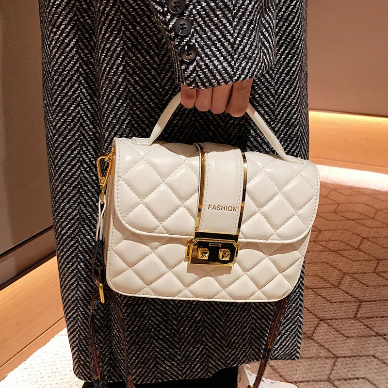 Vintage Diamond Lattice Crossbody Bag for Women