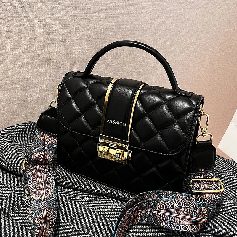Vintage Diamond Lattice Crossbody Bag for Women