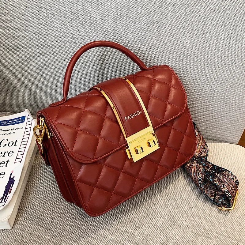 Vintage Diamond Lattice Crossbody Bag for Women