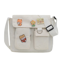 Sweet Printed Canvas Messenger Bag Women Casual Crossbody Shoulder Pouch