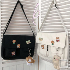 Sweet Printed Canvas Messenger Bag Women Casual Crossbody Shoulder Pouch
